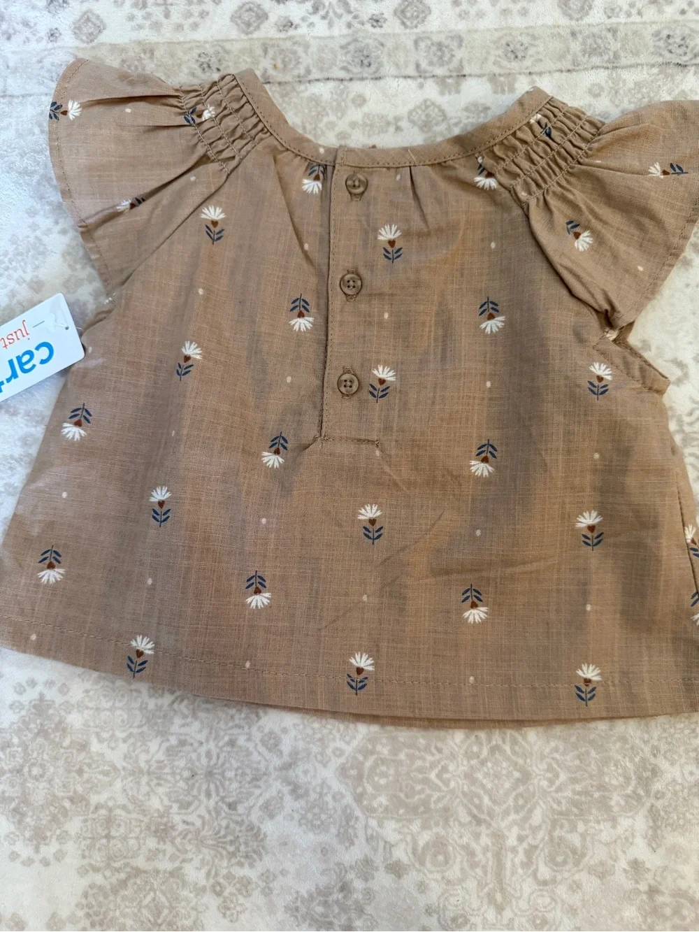 Carter's Baby Brown Floral Two-Piece Set with Cream Bodysuit 3 Piece Set